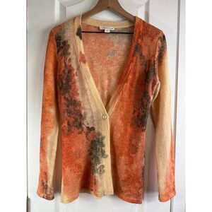 Coldwater Creek Abstract Floral Wool Mohair Blend Cardigan Sweater Women's S 6-8